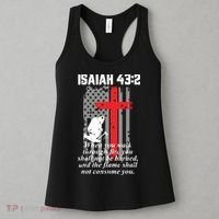 Thin Red Line Firefighter Cross Bible Verse American Flag Women's Tank Top thumb 3