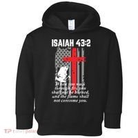 Thin Red Line Firefighter Cross Bible Verse American Flag Toddler Hoodie thumb 0