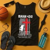 Thin Red Line Firefighter Cross Bible Verse American Flag Tank Top thumb 4