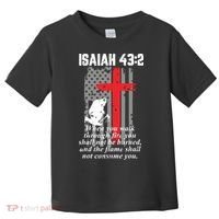 Thin Red Line Firefighter Cross Bible Verse American Flag Toddler T-Shirt thumb 0