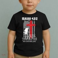 Thin Red Line Firefighter Cross Bible Verse American Flag Toddler T-Shirt thumb 2