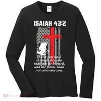 Thin Red Line Firefighter Cross Bible Verse American Flag Women's Long Sleeve Shirt thumb 0