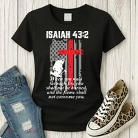Thin Red Line Firefighter Cross Bible Verse American Flag Women's T-Shirt thumb 3
