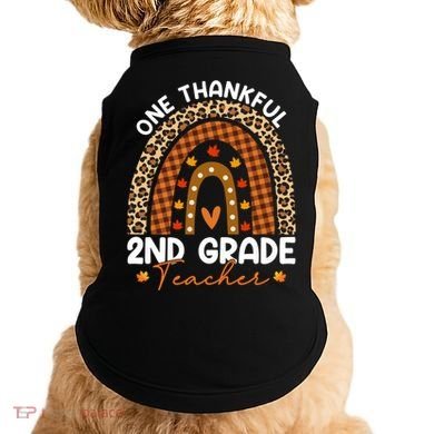 Thanksgiving Rainbow Leopard One Thankful 2nd Grade Teacher Gift Doggie Tank