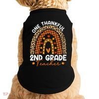 Thanksgiving Rainbow Leopard One Thankful 2nd Grade Teacher Gift Doggie Tank thumb 0