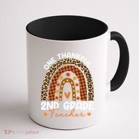 Thanksgiving Rainbow Leopard One Thankful 2nd Grade Teacher Gift Coffee Mug thumb 1