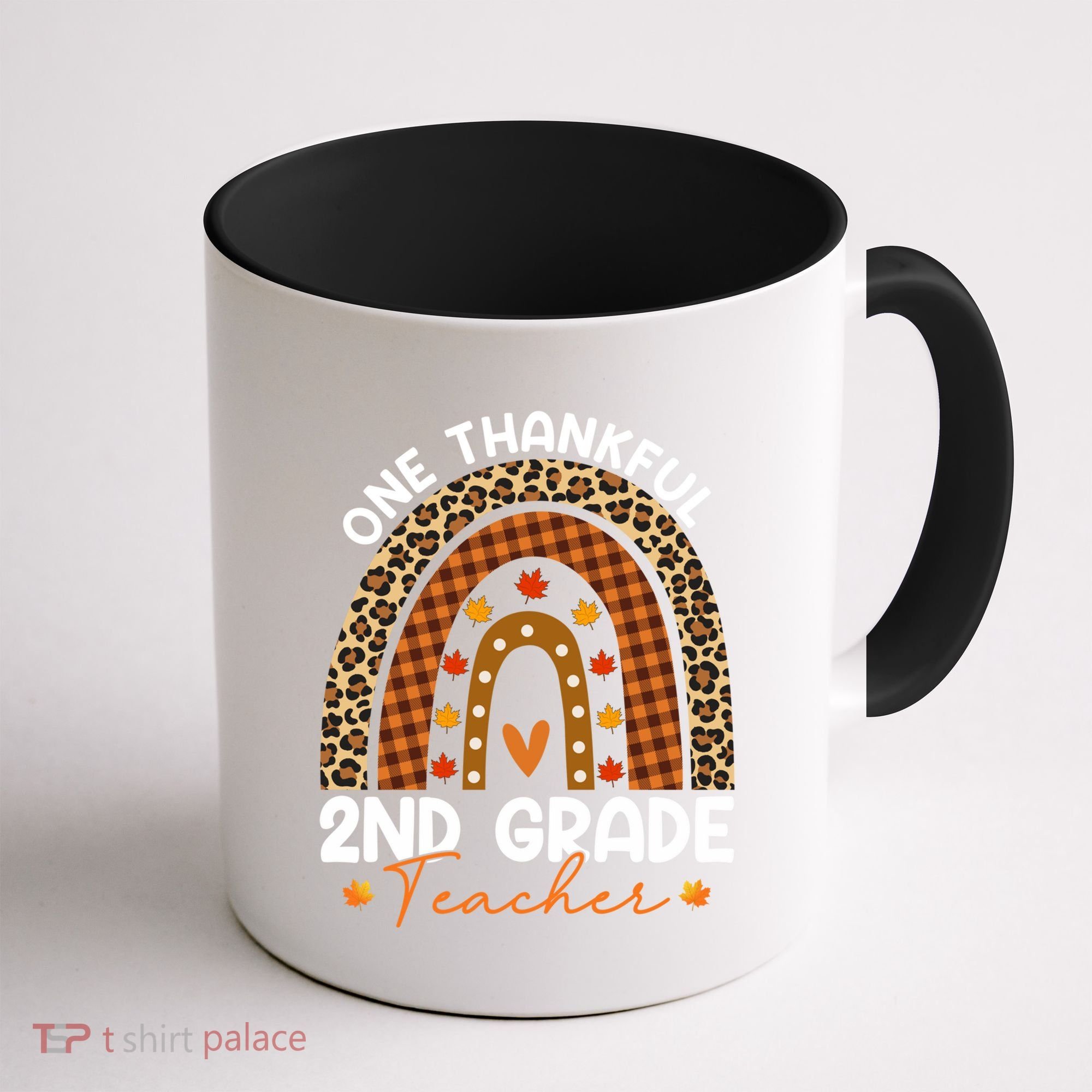 Thanksgiving Rainbow Leopard One Thankful 2nd Grade Teacher Gift Coffee Mug