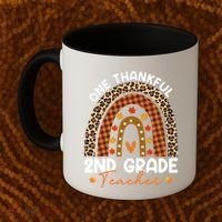 Thanksgiving Rainbow Leopard One Thankful 2nd Grade Teacher Gift Coffee Mug thumb 2