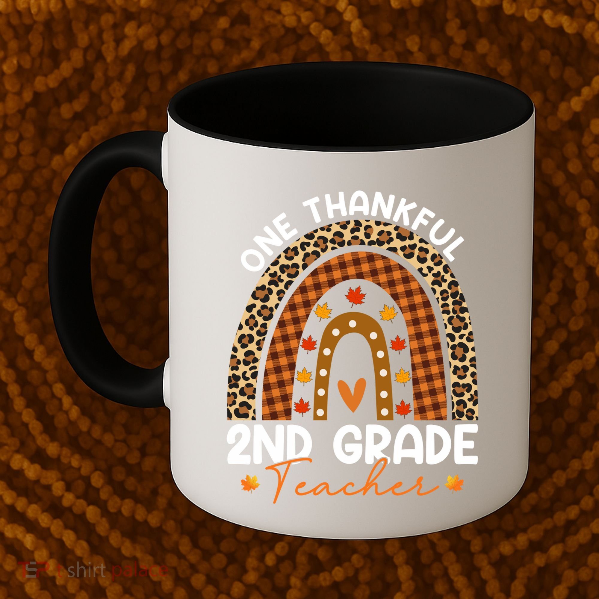 Thanksgiving Rainbow Leopard One Thankful 2nd Grade Teacher Gift Coffee Mug
