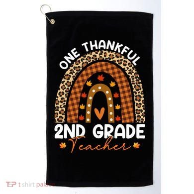 Thanksgiving Rainbow Leopard One Thankful 2nd Grade Teacher Gift Golf Towel