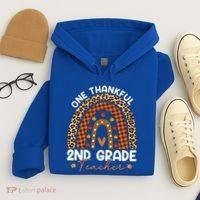 Thanksgiving Rainbow Leopard One Thankful 2nd Grade Teacher Gift Hoodie thumb 4