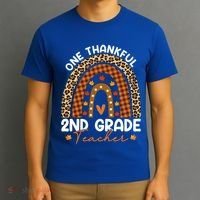 Thanksgiving Rainbow Leopard One Thankful 2nd Grade Teacher Gift T-Shirt thumb 3
