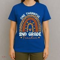 Thanksgiving Rainbow Leopard One Thankful 2nd Grade Teacher Gift T-Shirt thumb 4