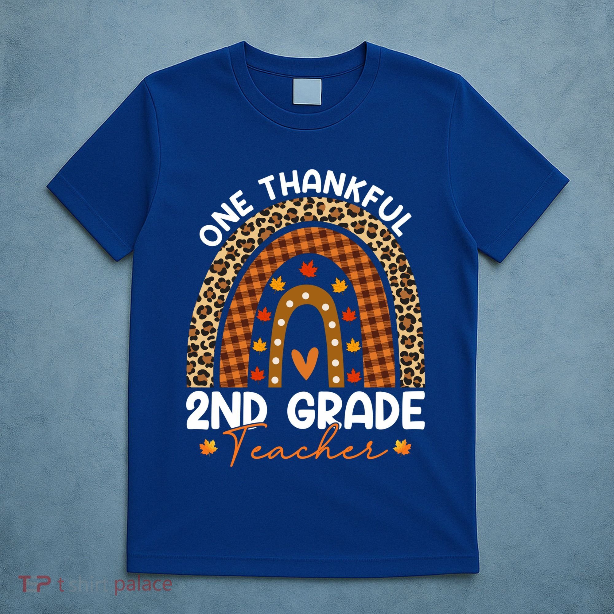 Thanksgiving Rainbow Leopard One Thankful 2nd Grade Teacher Gift T-Shirt