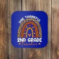 Thanksgiving Rainbow Leopard One Thankful 2nd Grade Teacher Gift Coaster thumb 0