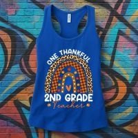 Thanksgiving Rainbow Leopard One Thankful 2nd Grade Teacher Gift Women's Tank Top thumb 3