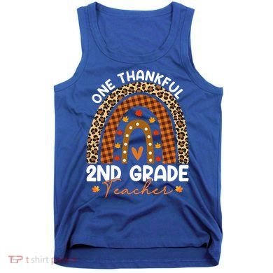 Thanksgiving Rainbow Leopard One Thankful 2nd Grade Teacher Gift Tank Top
