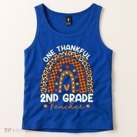 Thanksgiving Rainbow Leopard One Thankful 2nd Grade Teacher Gift Tank Top thumb 2