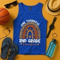 Thanksgiving Rainbow Leopard One Thankful 2nd Grade Teacher Gift Tank Top thumb 4
