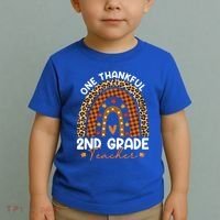 Thanksgiving Rainbow Leopard One Thankful 2nd Grade Teacher Gift Toddler T-Shirt thumb 2