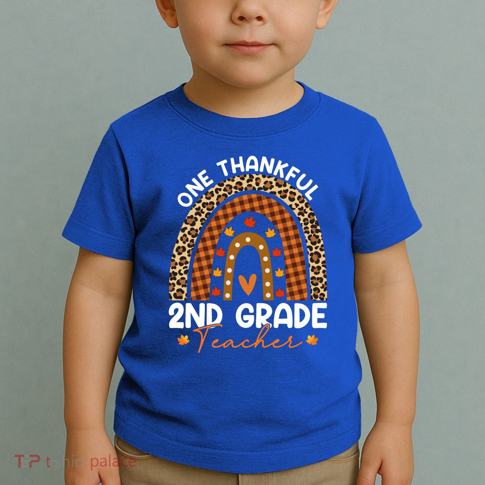 Thanksgiving Rainbow Leopard One Thankful 2nd Grade Teacher Gift Toddler T-Shirt