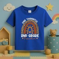Thanksgiving Rainbow Leopard One Thankful 2nd Grade Teacher Gift Toddler T-Shirt thumb 3