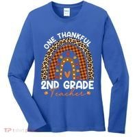 Thanksgiving Rainbow Leopard One Thankful 2nd Grade Teacher Gift Women's Long Sleeve Shirt thumb 0