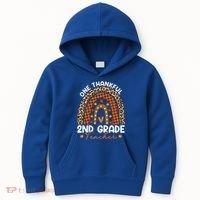 Thanksgiving Rainbow Leopard One Thankful 2nd Grade Teacher Gift Kids Hoodie thumb 0
