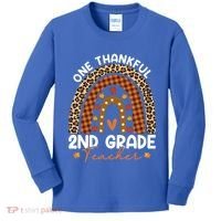 Thanksgiving Rainbow Leopard One Thankful 2nd Grade Teacher Gift Kids Long Sleeve Shirt thumb 0