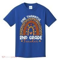Thanksgiving Rainbow Leopard One Thankful 2nd Grade Teacher Gift Kids T-Shirt thumb 0
