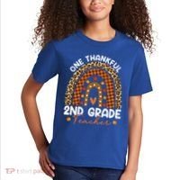 Thanksgiving Rainbow Leopard One Thankful 2nd Grade Teacher Gift Kids T-Shirt thumb 2