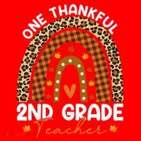 Thanksgiving Rainbow Leopard One Thankful 2nd Grade Teacher Gift Santa Hat thumb 1