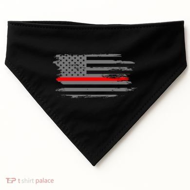 Thin Red Line Fire Fire And Rescue American Flag Gift USA-Made Doggie Bandana
