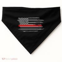 Thin Red Line Fire Fire And Rescue American Flag Gift USA-Made Doggie Bandana thumb 0
