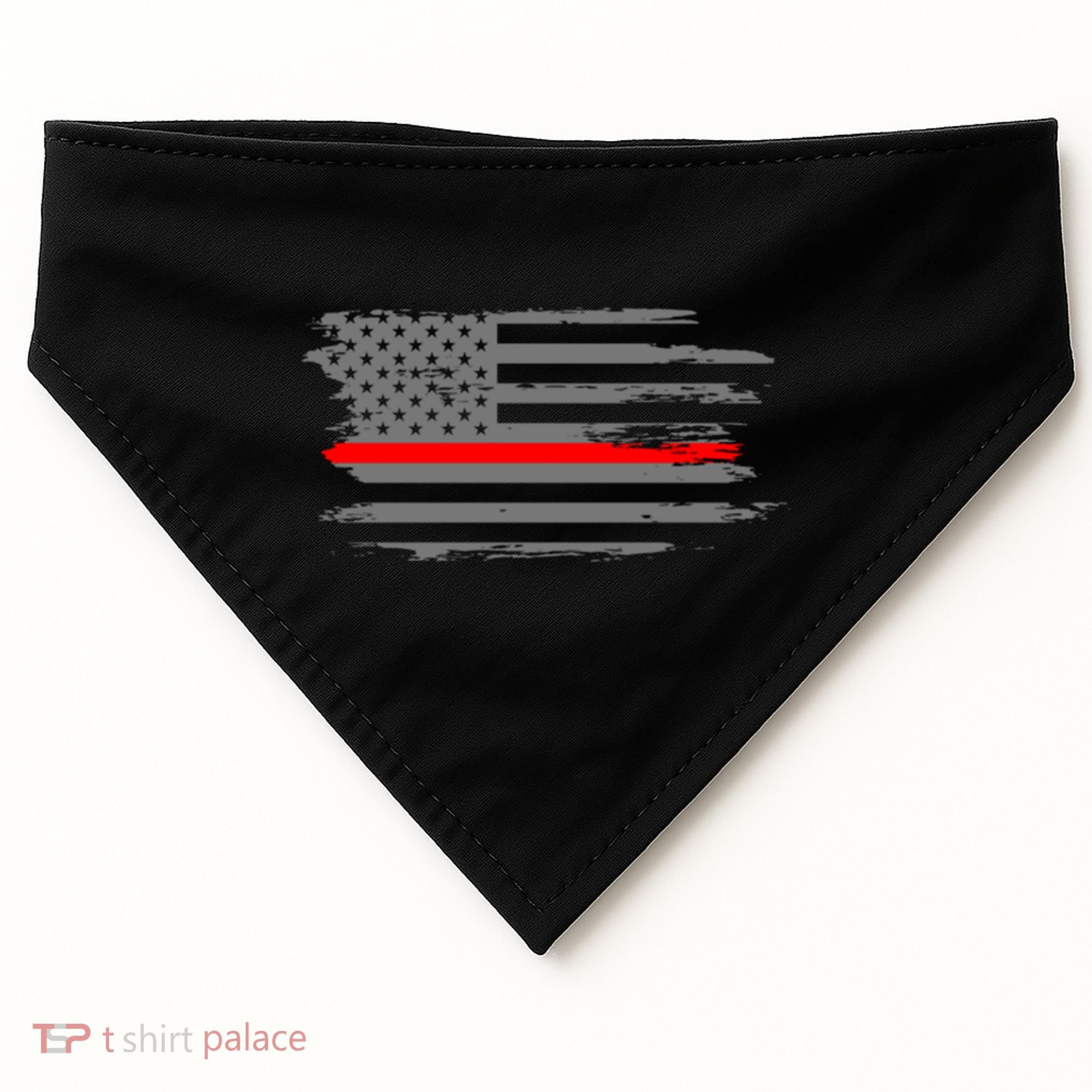 Thin Red Line Fire Fire And Rescue American Flag Gift USA-Made Doggie Bandana