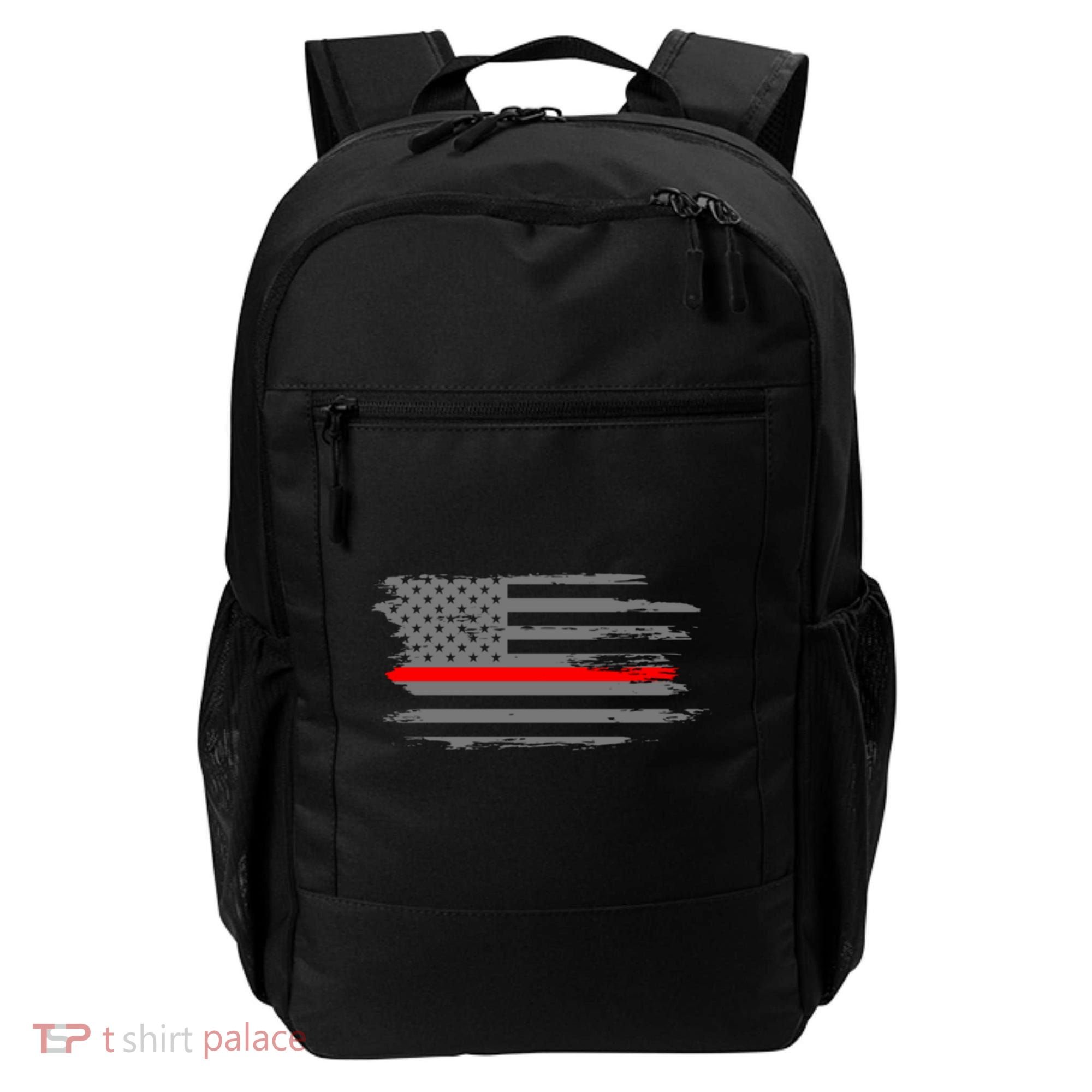 Thin Red Line Fire Fire And Rescue American Flag Gift Backpack