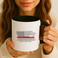 Thin Red Line Fire Fire And Rescue American Flag Gift Coffee Mug thumb 3