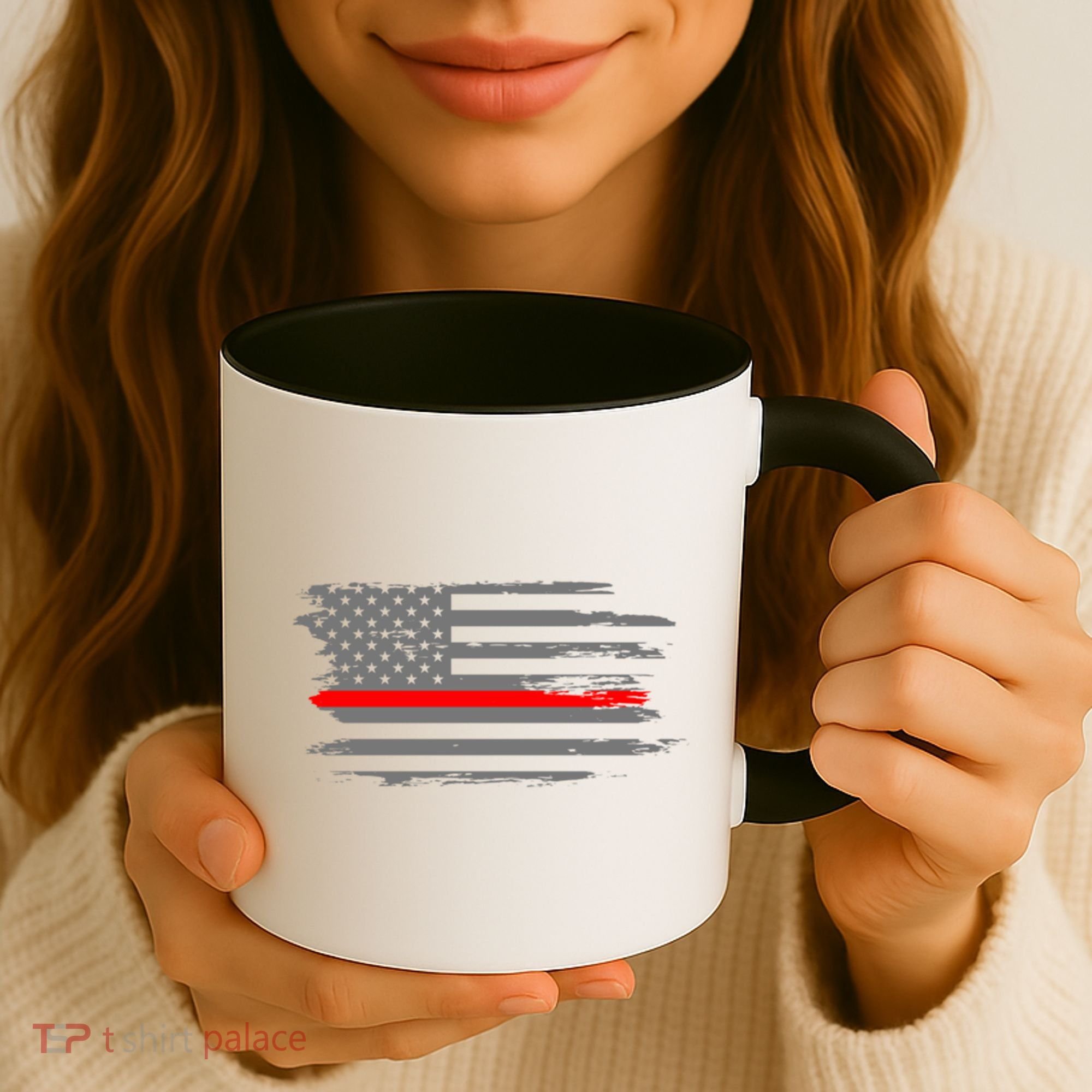 Thin Red Line Fire Fire And Rescue American Flag Gift Coffee Mug