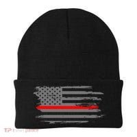 Thin Red Line Fire Fire And Rescue American Flag Gift Beanie thumb 0