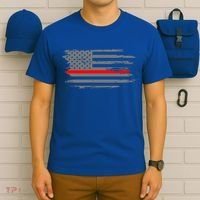 Thin Red Line Fire Fire And Rescue American Flag Gift T-Shirt thumb 6