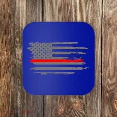 Thin Red Line Fire Fire And Rescue American Flag Gift Coaster