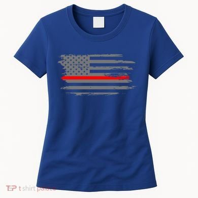 Thin Red Line Fire Fire And Rescue American Flag Gift Women's T-Shirt