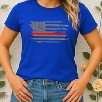 Thin Red Line Fire Fire And Rescue American Flag Gift Women's T-Shirt thumb 2