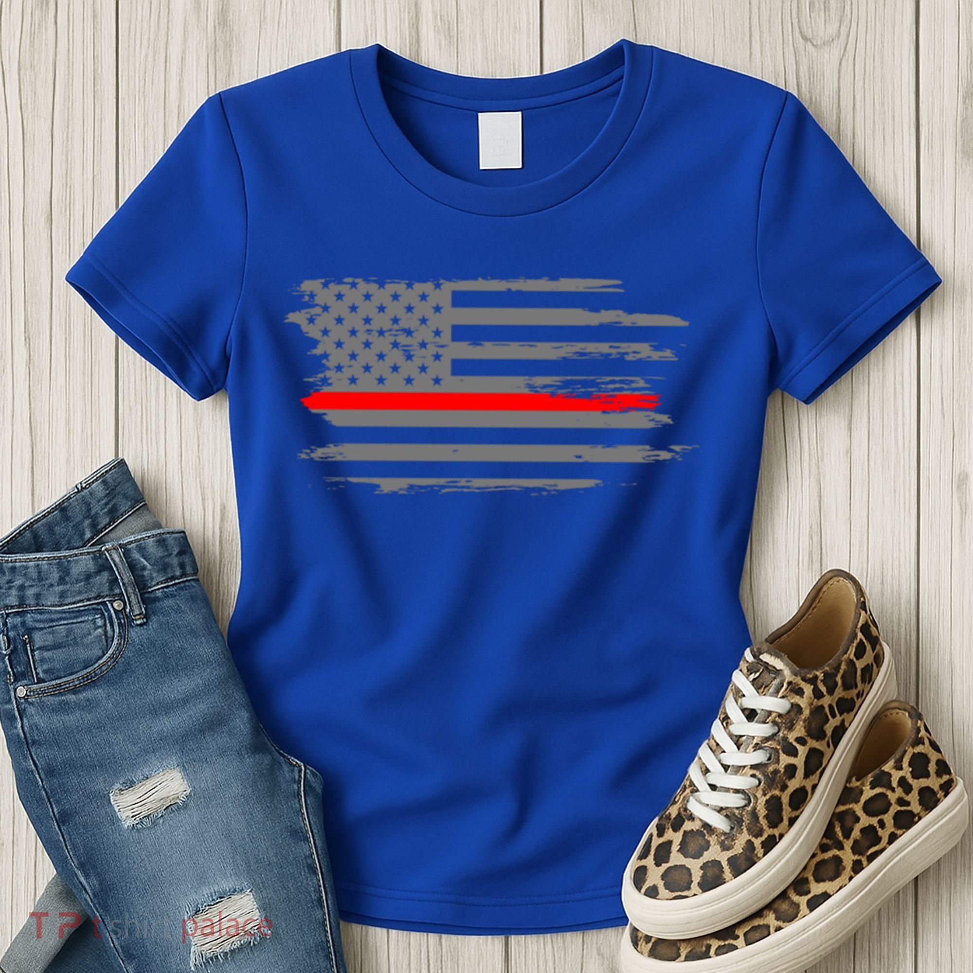 Thin Red Line Fire Fire And Rescue American Flag Gift Women's T-Shirt