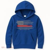 Thin Red Line Fire Fire And Rescue American Flag Gift Kids Hoodie thumb 0