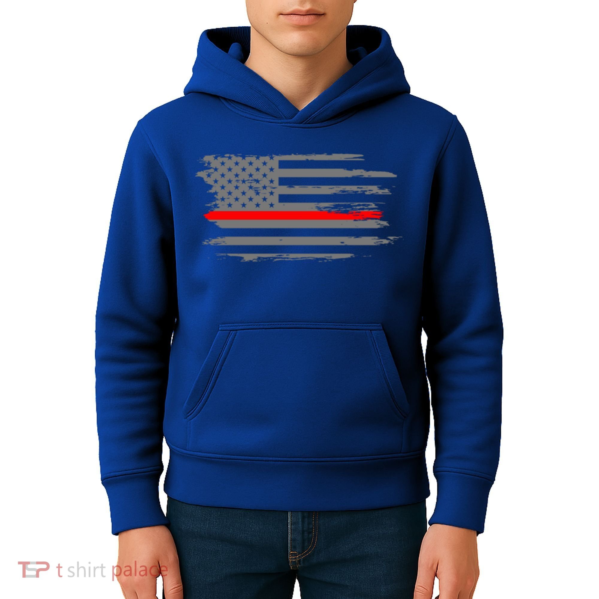 Thin Red Line Fire Fire And Rescue American Flag Gift Kids Hoodie