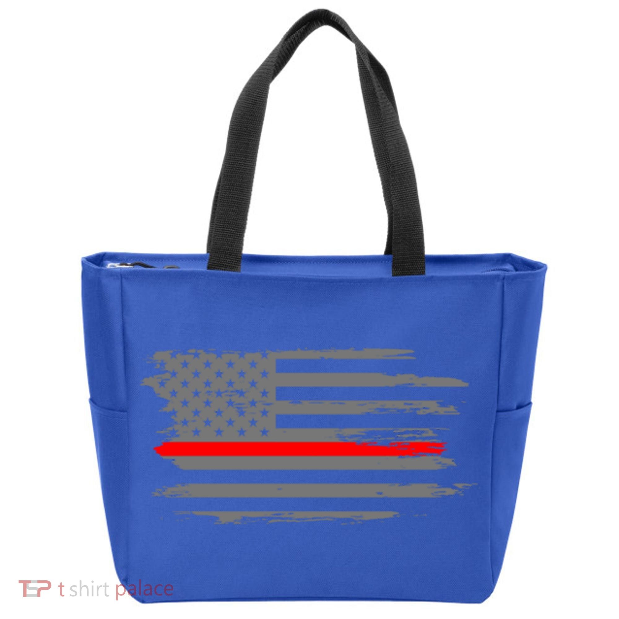 Thin Red Line Fire Fire And Rescue American Flag Gift Tote Bag