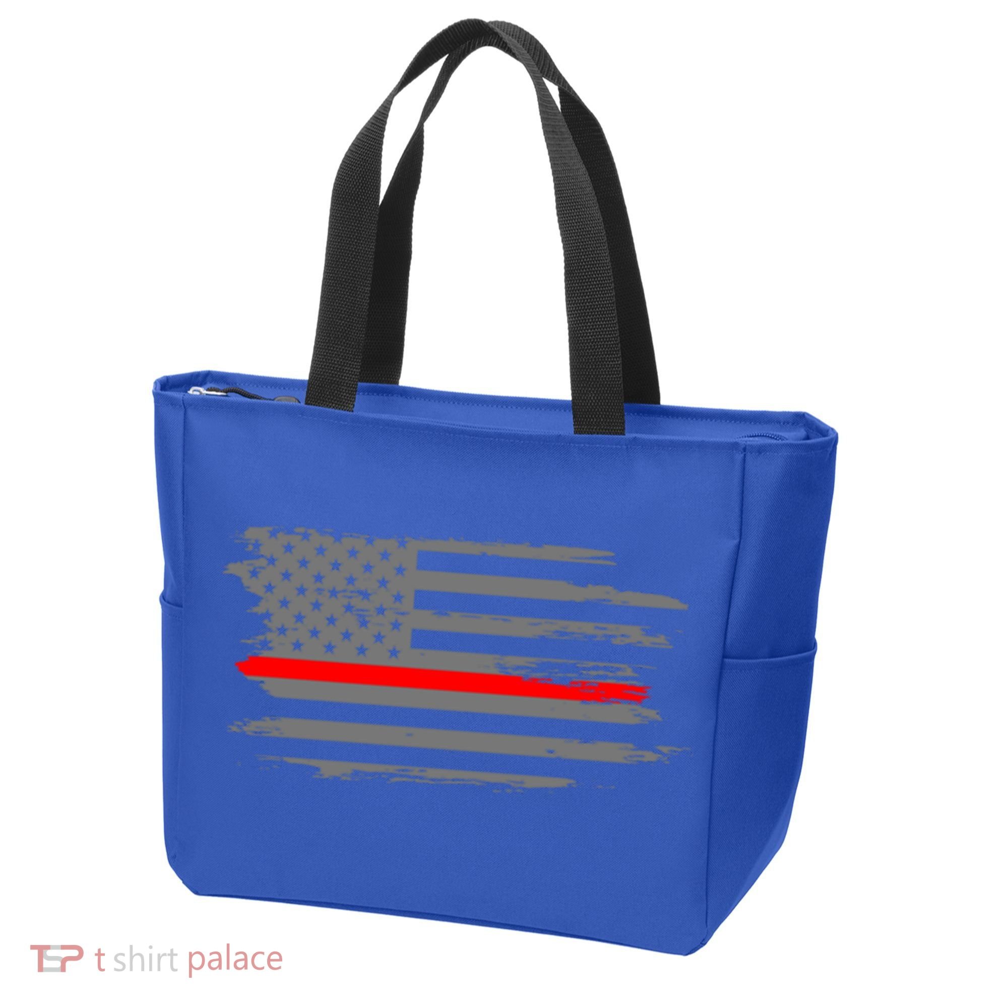 Thin Red Line Fire Fire And Rescue American Flag Gift Tote Bag