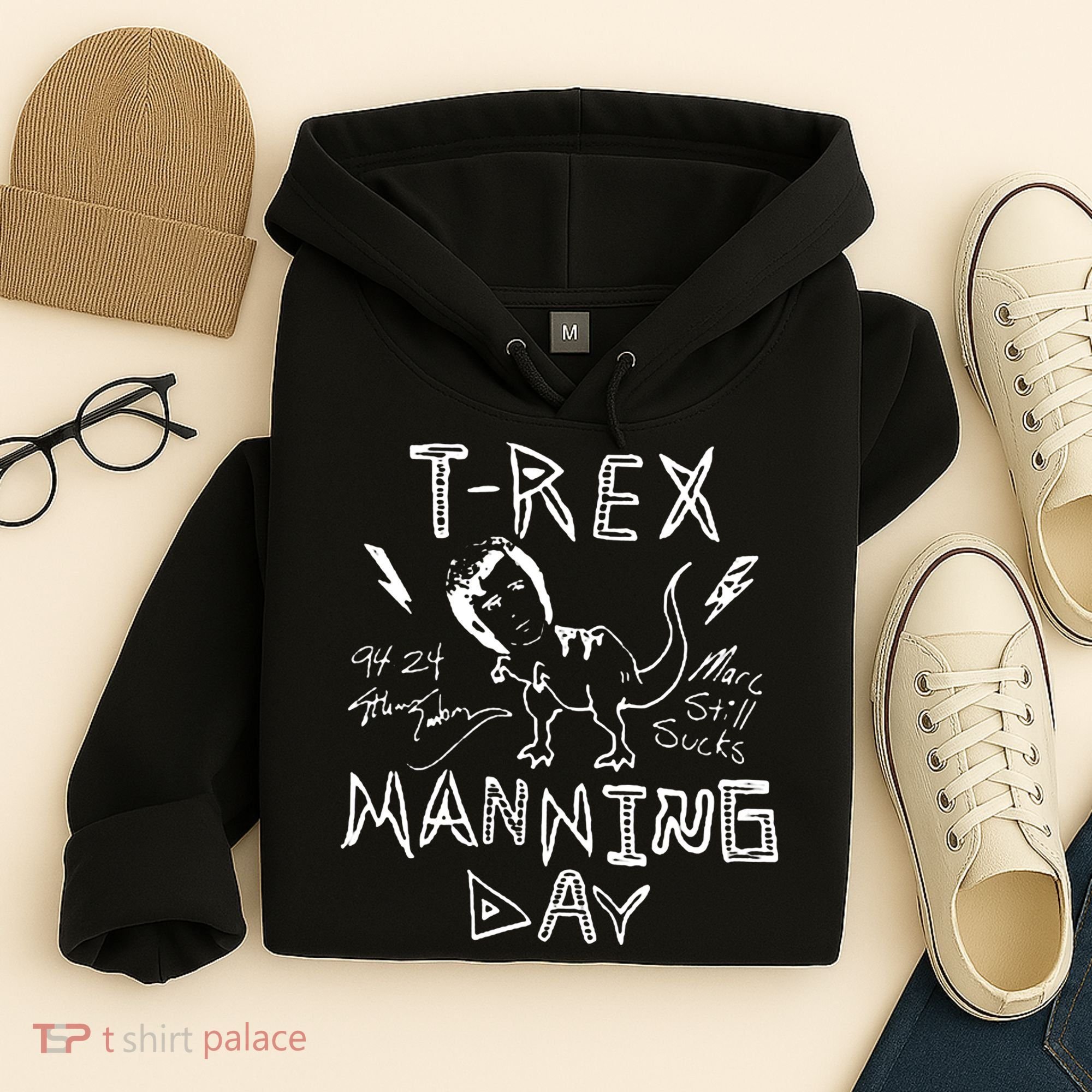 T Rex Manning Day Retro 90s Hoodie