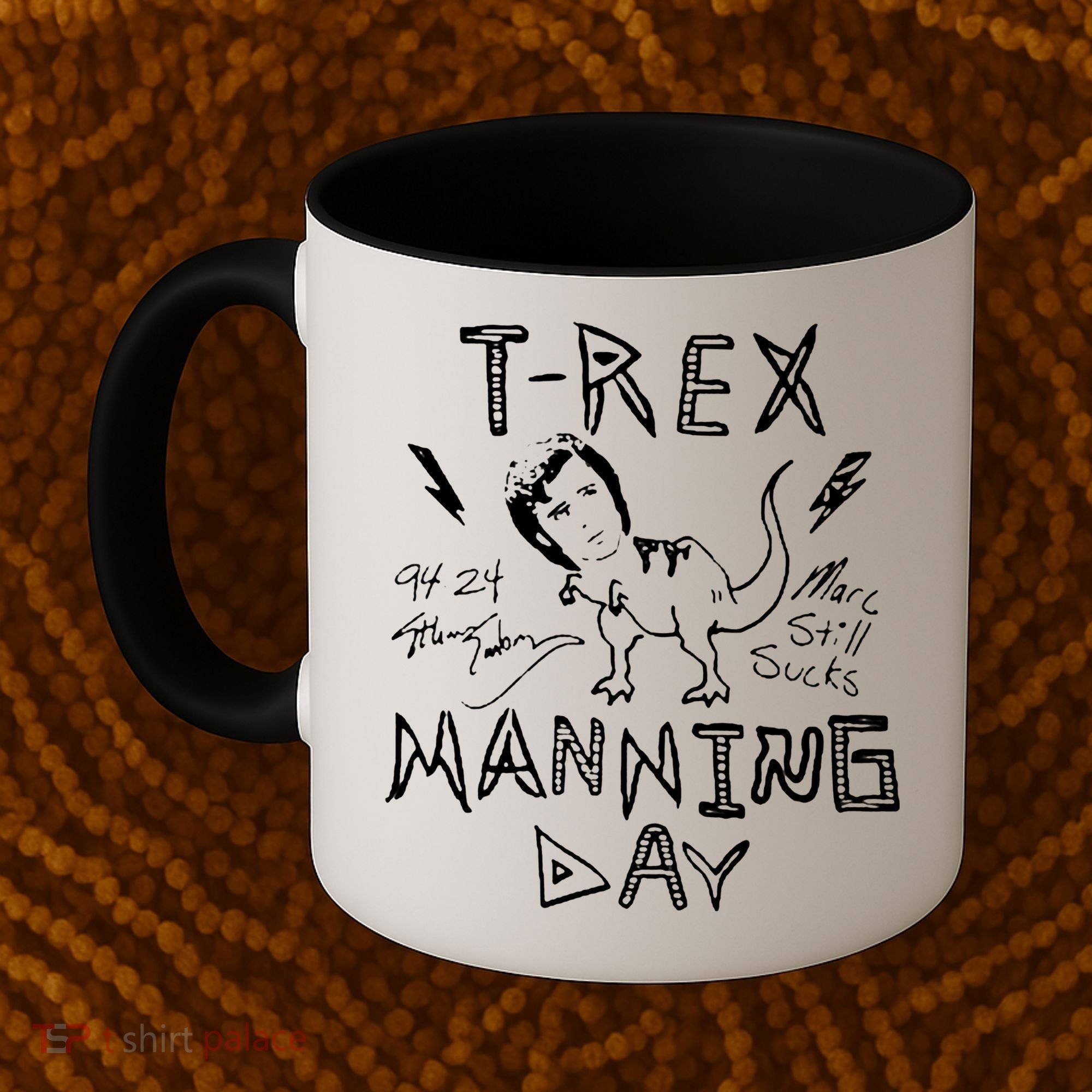 T Rex Manning Day Retro 90s Coffee Mug